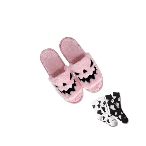 Spooky Duo: Haunted Socks & Pumpkin Slippers